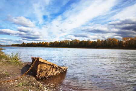 Old wooden fishing boat