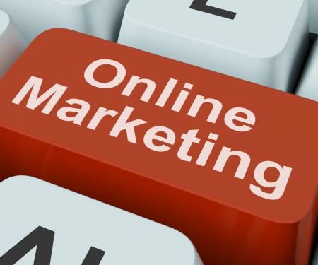 Online Marketing Key Shows Web Emarketing And Sales