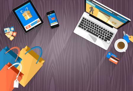 Online Shopping - Devices and Bags with Copyspace