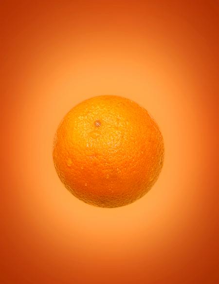 Orange (Fruit) on Orange (Background)