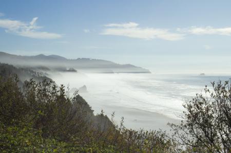 Oregon coast with fog