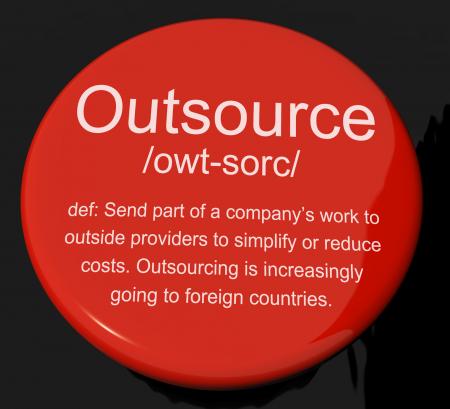 Outsource Definition Button Showing Subcontracting Suppliers And Freel