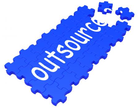 Outsource Puzzle Showing Subcontract And Employment