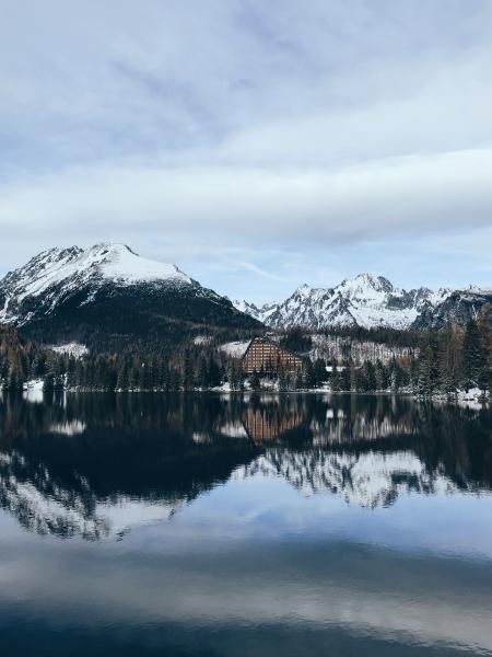 Overlooking View of Mountain With Snow