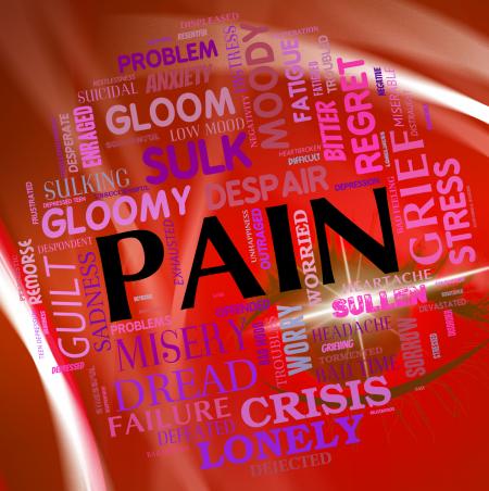 Pain Word Represents Torment Discomfort And Text