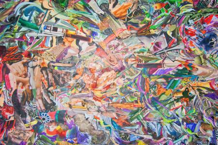 Paint and magazine clippings