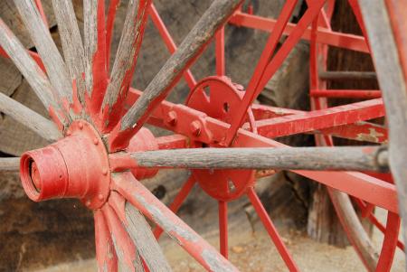 Painted Red Wagon Wheel