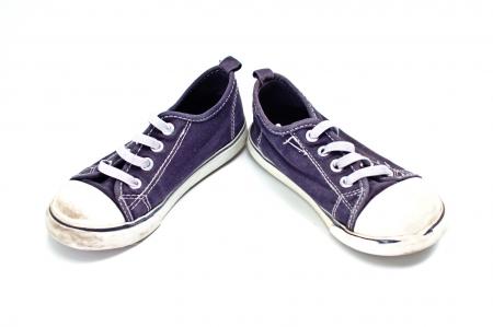 Pair of blue and white sneakers