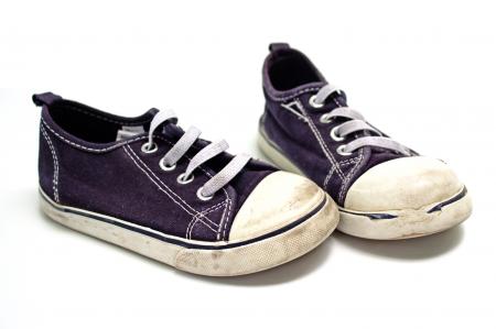 Pair of blue and white sneakers