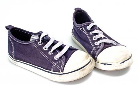 Pair of blue and white sneakers