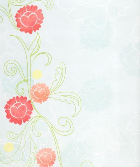 Pale Blue Paper With Red Flowers
