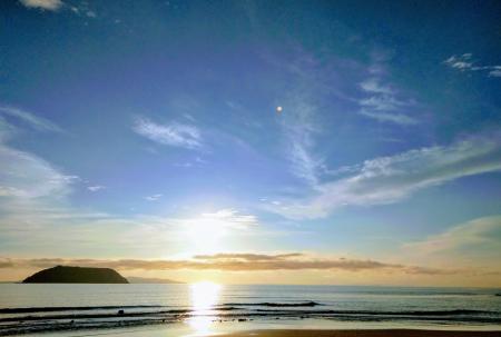 Panoramic Photography of Beach With Sun