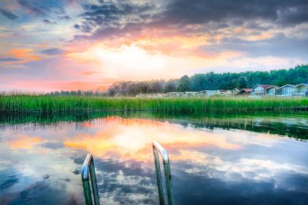 Panoramic Photography of Lake during Sunset