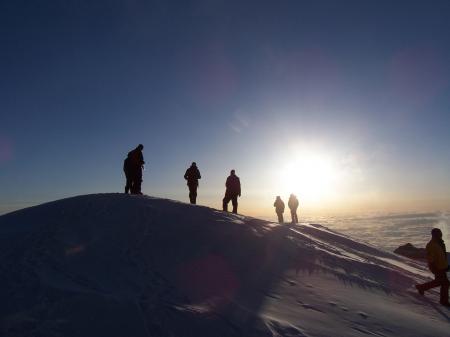 People Hiking on Mountain during Daytime