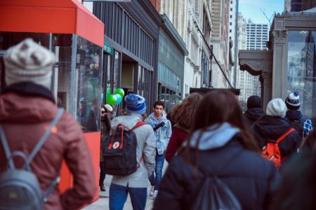 People Walking on Sidewalk