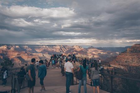 People Watching Mountain at Daytime