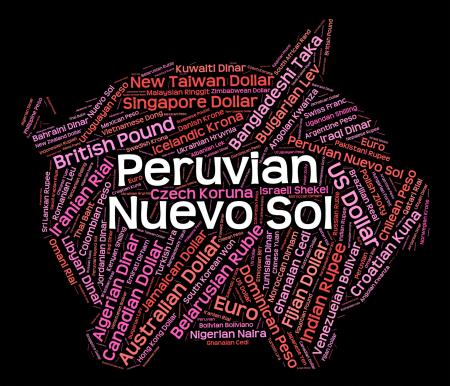 Peruvian Nuevo Sol Represents Currency Exchange And Banknote