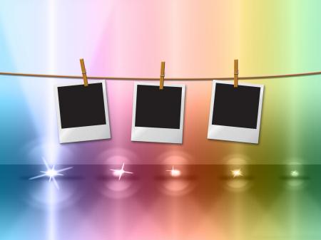 Photo Frames Indicates Lightsbeams Of Light And Copy-Space