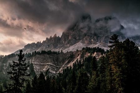 Photo of Mountain With Ice Covered With Black and Gray Cloud