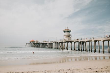 Photo of White Concrete Dock Bridge on Ocean