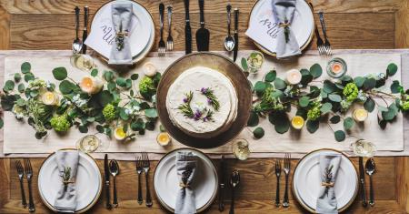 Photo of White Dinnerware Plate Set on Table