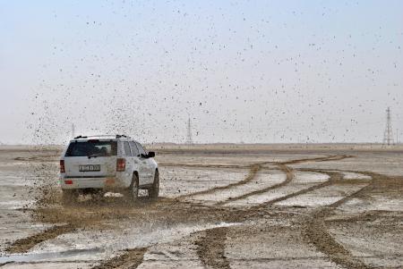 Photo of White Suv on Muddy Plain