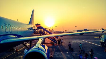 Photography of Airplane during Sunrise