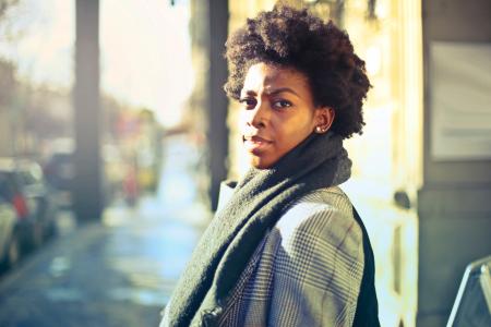 Photography Of Woman Wearing Grey Coat And Scarf