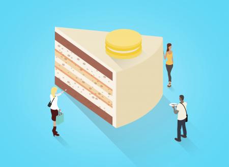 Piece of Cake - Casual people eating a piece of cake