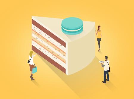 Piece of Cake - Little people eating a piece of cake