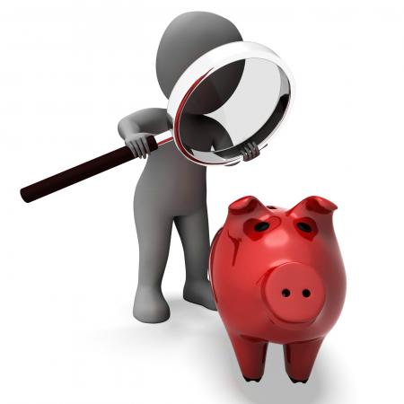 Piggy Bank And Character Shows Savings Finances And Banking