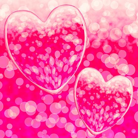 Pink Hearts Design On A Bokeh Background Showing Romance And Romantic