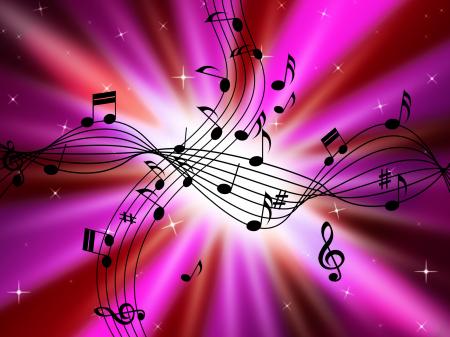 Pink Music Background Shows Musical Instruments And Brightness