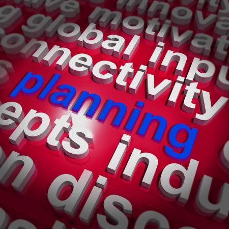 Planning Word Cloud Shows Objectives Plan And Organize