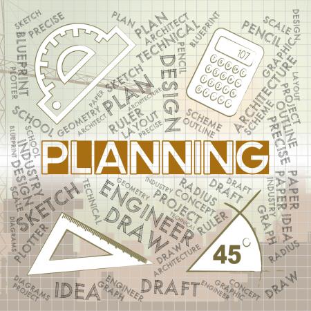 Planning Words Represents Mission Plans And Objectives