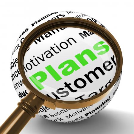 Plans Magnifier Definition Shows Customers Target Arrangement Or Aim