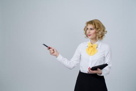 Portrait of Young Woman Against White Background