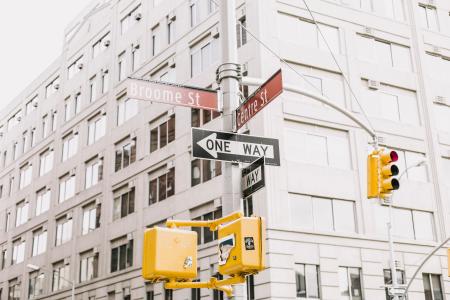 Post With One Way Signboard