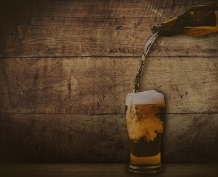 Pouring beer - washed out vintage look