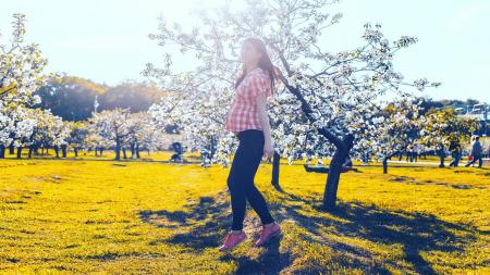 Pregnant Woman with Flower Tree