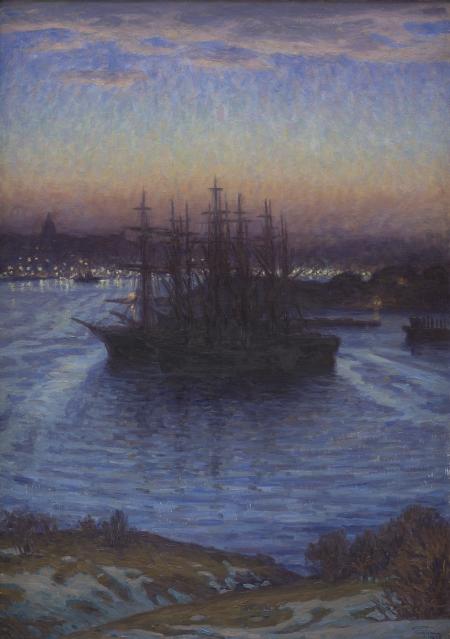 Prins Eugen (1865-1947), Ships in Winter, 1908. KMS3401