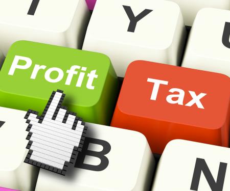 Profit Tax Computer Keys Show Paying Company Taxes