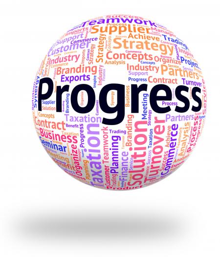 Progress Word Indicates Words Growth And Headway