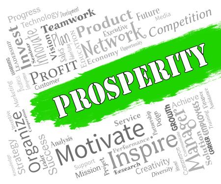 Prosperity Words Shows Profits Wealthy And Riches