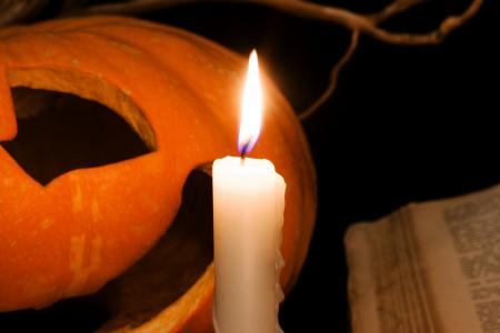 Pumpkin and candle