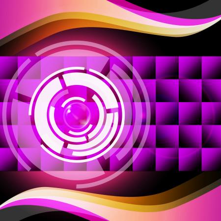 Purple Circles Background Shows Record Player And Music