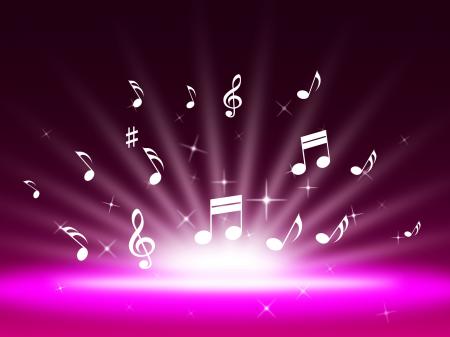 Purple Music Backgrond Shows Singing Melody And Pop