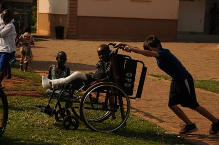 Pushing Wheelchair