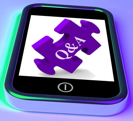 Qa puzzle on mobile phone shows questions and answers