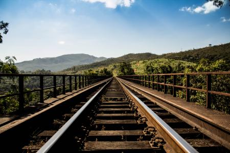 Railroad Tracks in Scenic Landscape